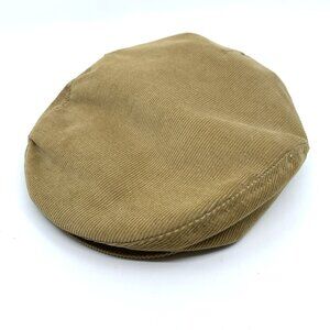 Men’s Corduroy Flat Cap Ivy Hat Tan Adjustable Lined Hatterdashery Newsboy Vtg